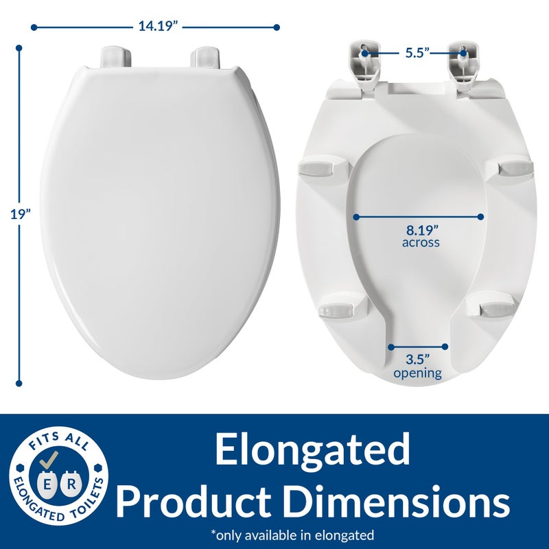 Bemis Steadfast 3" Raised Toilet Seat with Open-Front, Hinges that Never Loosen, Elongated - Image 5